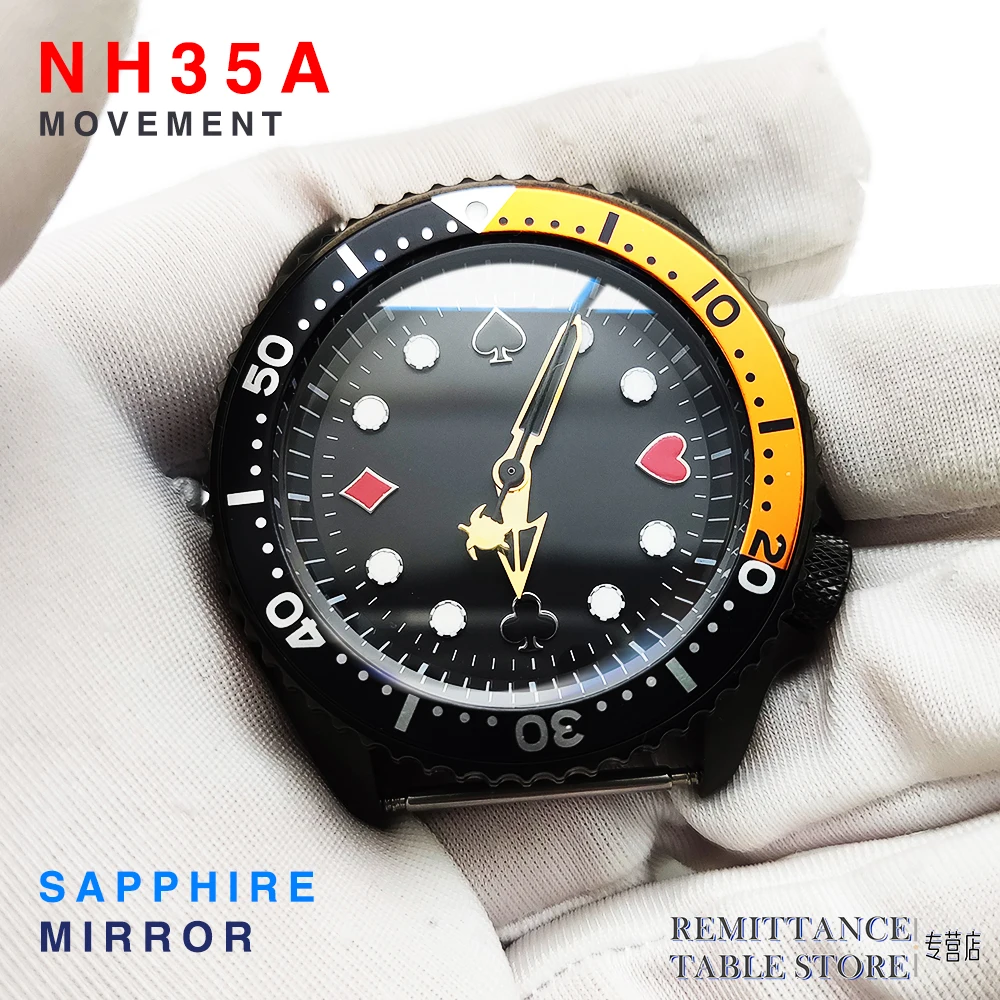 Men\'s Watch Head Sapphire Glass Japan NH35 Automatic Mechanical Poker Dial Waterproof Stainless Steel Diving Luxury Clock