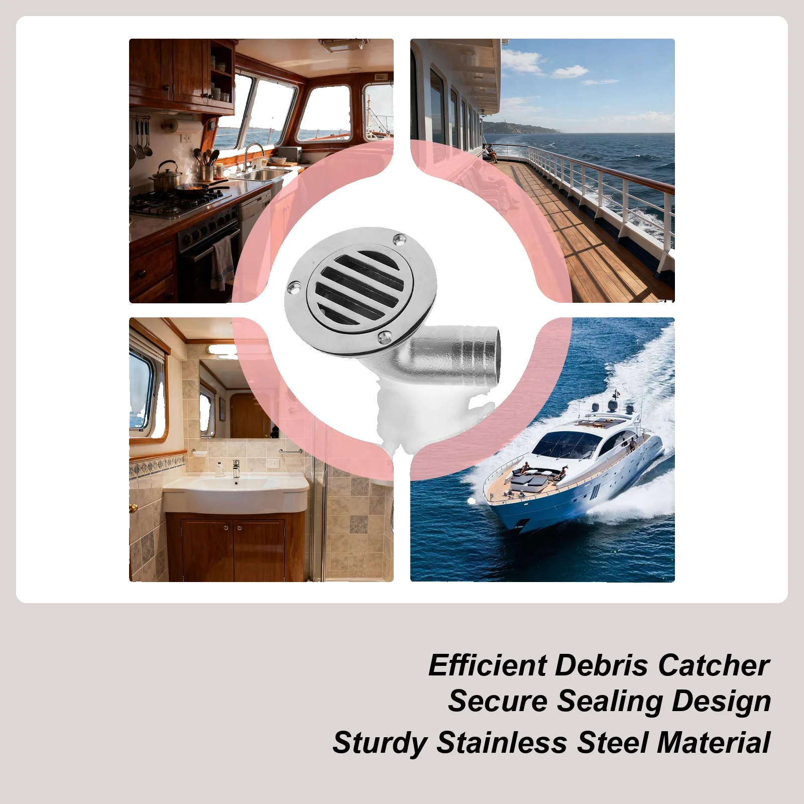 Deck Drain Stainless Steel Heavy Duty Drain Boat Deck Drainage Cover For Marine Yacht Ship Outdoor Bathroom Kitchen Shower Sink