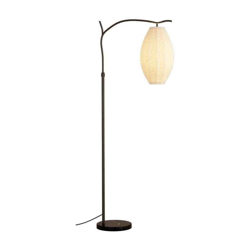 

wabi-sabi retro style, new Chinese Zen floor lamp in living room, atmosphere lamp in tea room study, fabric lamp