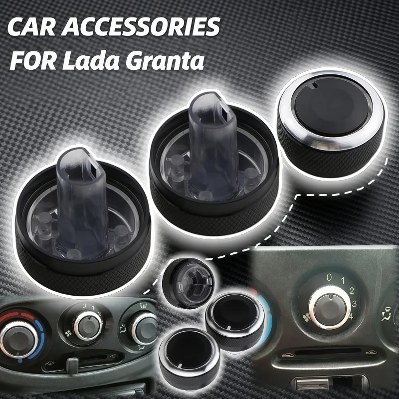 Car Air Conditioning 3PCS Knob for Lada Granta Aluminum Alloy Heat Control Switch Button Knob Interior Accessories