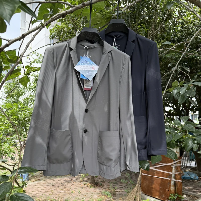 

Легкий мужской деловой повседневный костюм из ледяного шелка с охлаждающим эффектом, дышащий, с защитой от солнца UPF50, полностью проклеенный, с защитой от УФ-излучения