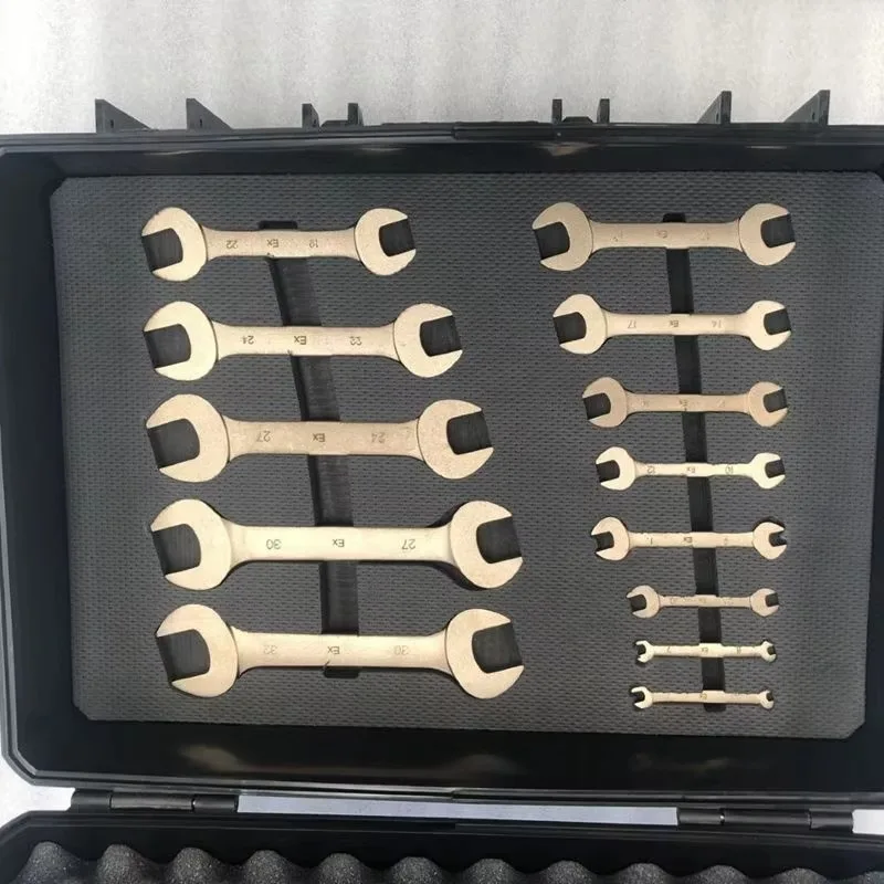 55Pcs Aluminum Bronze Non Sparking Tool Set Safety Hand Tools Including Spanner Plier Industrial Grade AntiSpark oolsForOil Gas