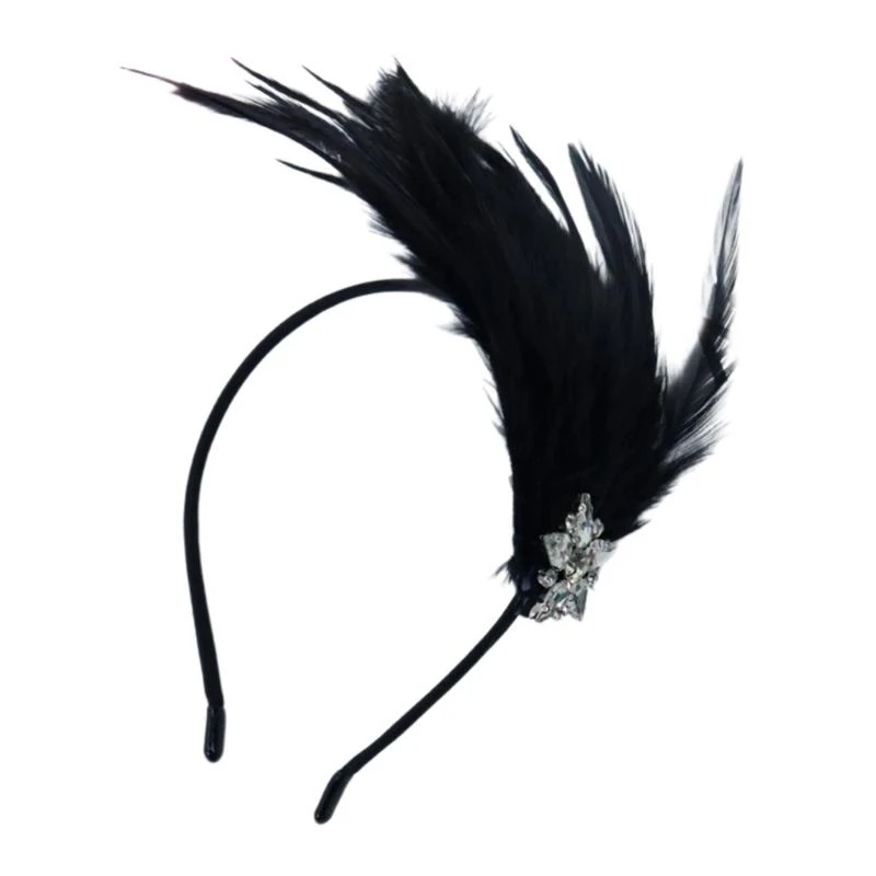 39BD 1920s Flapper Feathered Headband Festival Celebration Hairband Masquerades Party Headwear Carnivals Party Accessories