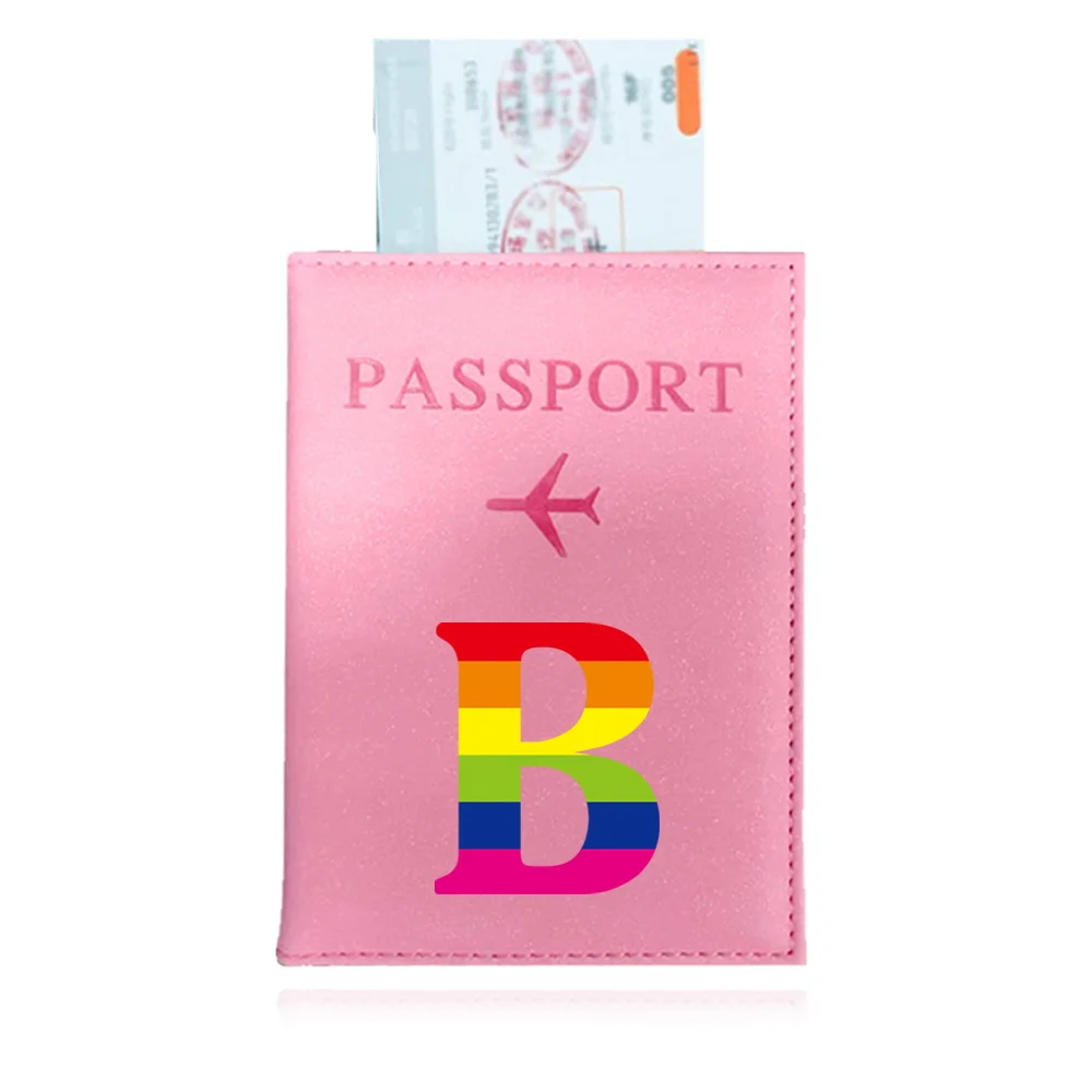 Travel Passport Holder Pink Passport Covers Ultra-thin Document Holder ID Card Covers UV Print Rainbow Series Travel Accessories