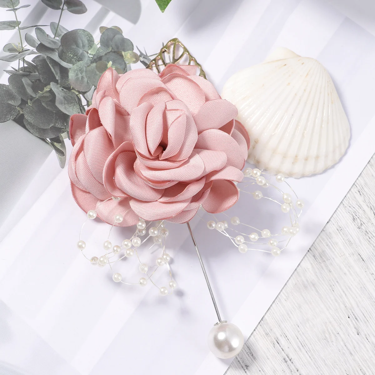 الوردي الاصطناعي روز بروش الصدار نابض بالحياة اللؤلؤ الأزهار دبوس الصدر الزفاف وصيفه الشرف الأم العروس الجدة #6