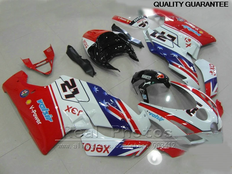 

All Fitment fairing kit for Ducati 749 999 03 04 white red blue injection mold fairings set 749 999 2003 2004 HR32