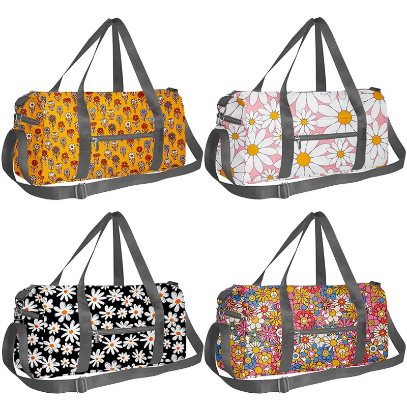 

Cute Daisy Print Handbag for Travel Large Marguerite Capacity Duffle Bag Kawaii Flower Multifunctional Storage Bag Shoes Holder