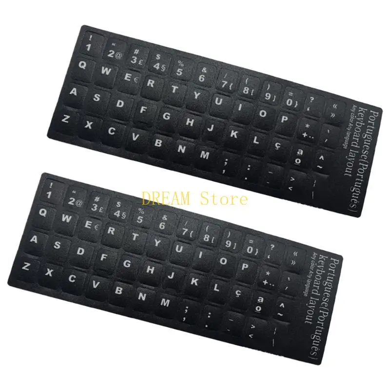 2Pcs Portuguese Keyboard Stickers Keyboard Letters Replacement Sticker White Font Black Background for Computer Laptop best sale