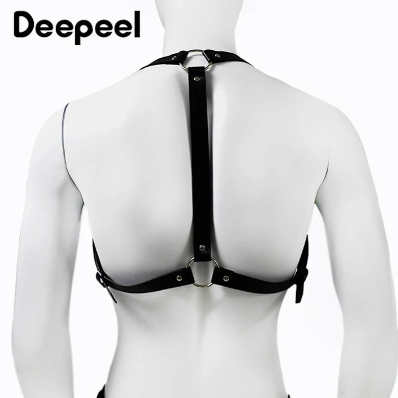 Deepeel Suspenders Men Adult Sexy Leather Chest Strap Gothic Adjust Braces Body Bondage Straps Clothing Harness Belt Accessories