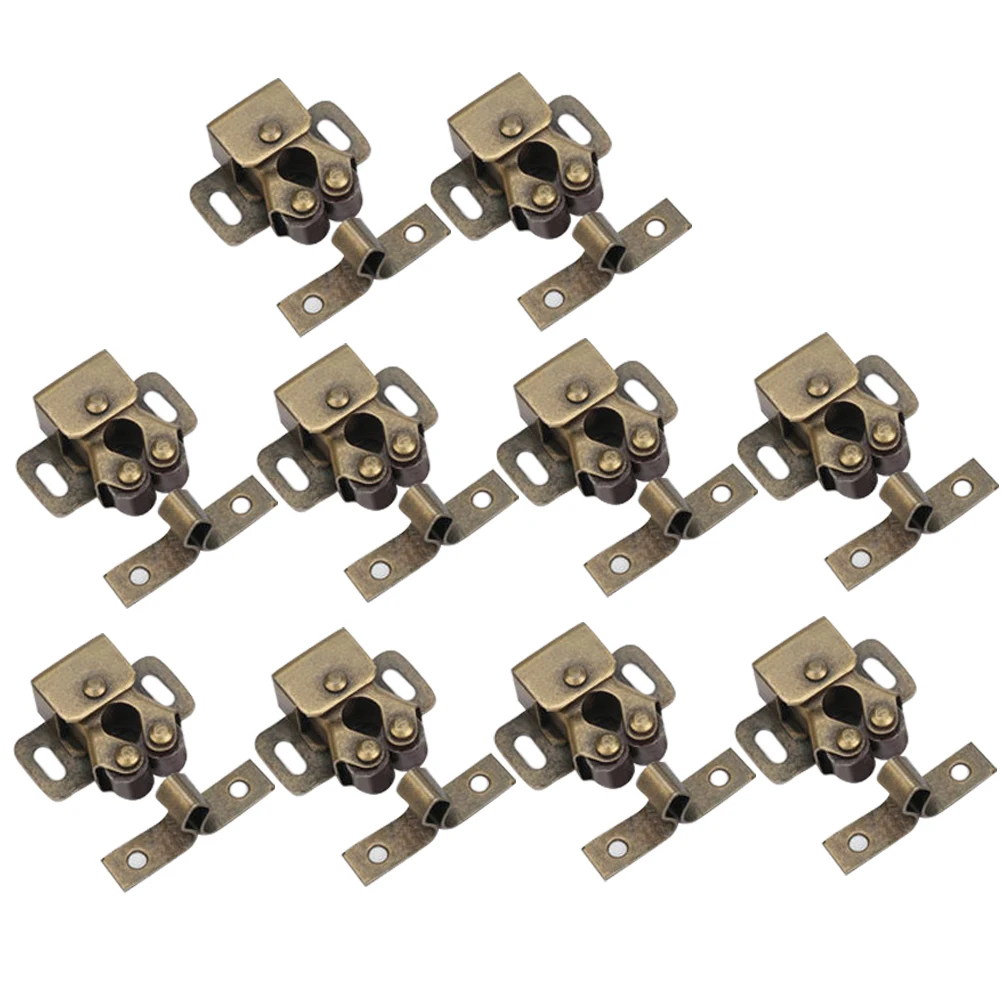 

10 PCS Cabinet Door Bead Switch Buckle Lock Two Wheels Spring Ball Locker Steel