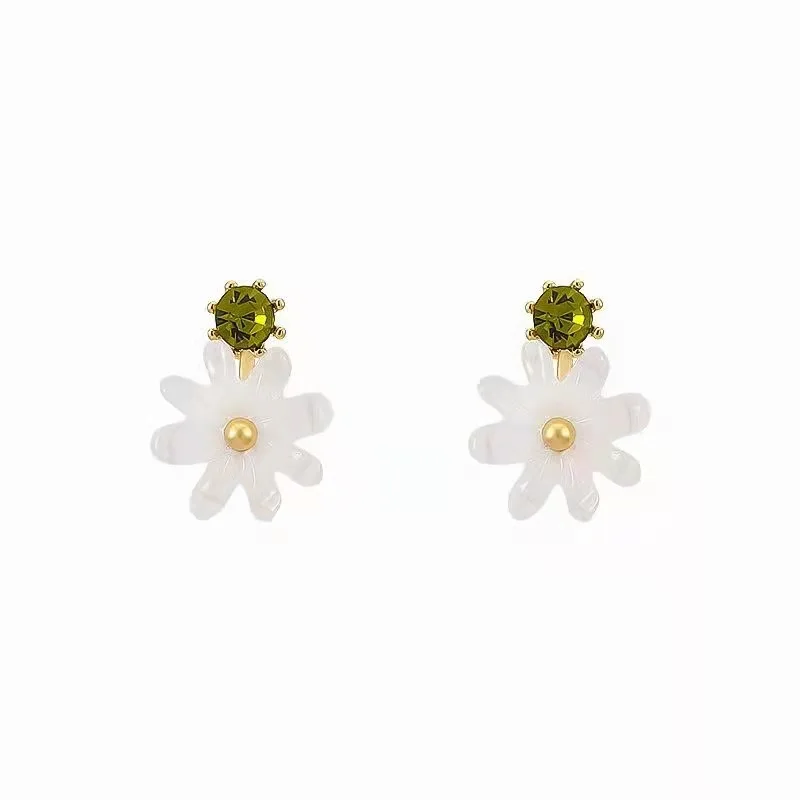 Frühling neue süße Gänseblümchen Blume Ohr stecker für Frauen süße Muschel Emaille versilbert Ohrringe koreanischen Temperament Schmuck – Detail 20