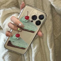 ins Sea salt fresh breeze small cake Phone Case For iPhone16 Pro Max15 14 13 12 11 XR XS Max7 8 PlusY2K   Soft protective shell