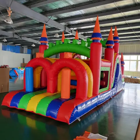 Inflatable Obstacle Course Race 4 in1 Factory Price inflatable slide jumping bed for Party With Powerful Blower