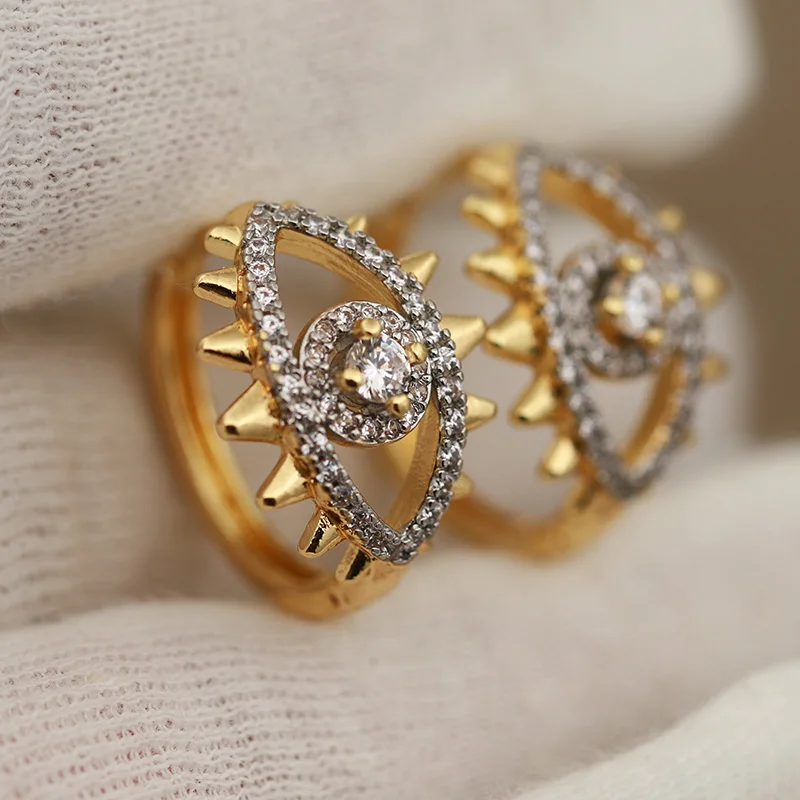New Sight Design Luxury Crystal Eyes Stud Earrings for Women Fashion Brand Jewelry Delicate Zirconia Earrings