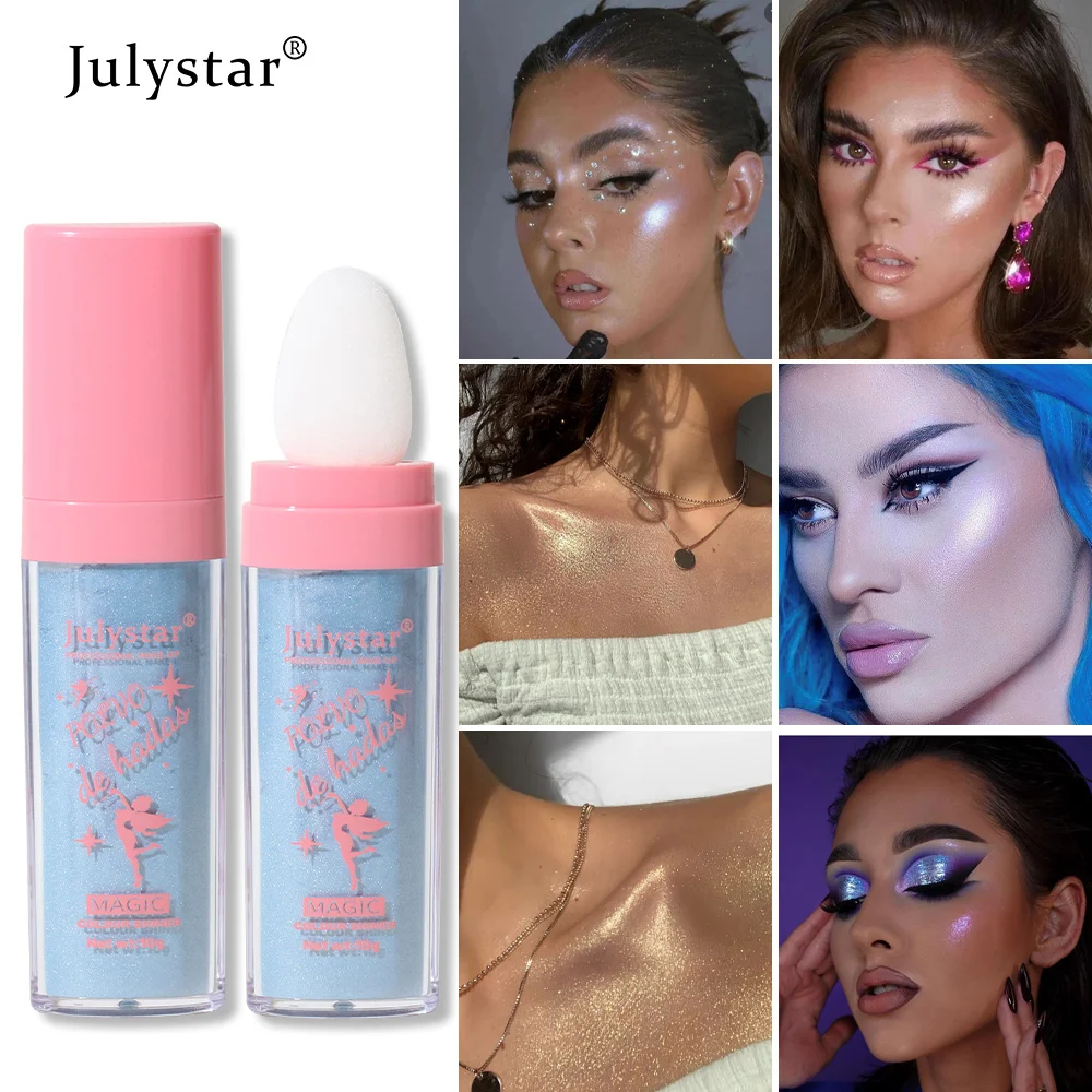 JULYSTAR 하이라이터 리퀴드 파우더 쉬머 컨투어 블러쉬 파우더, 3 차원 리페어, 소녀 얼굴 바디 화장품