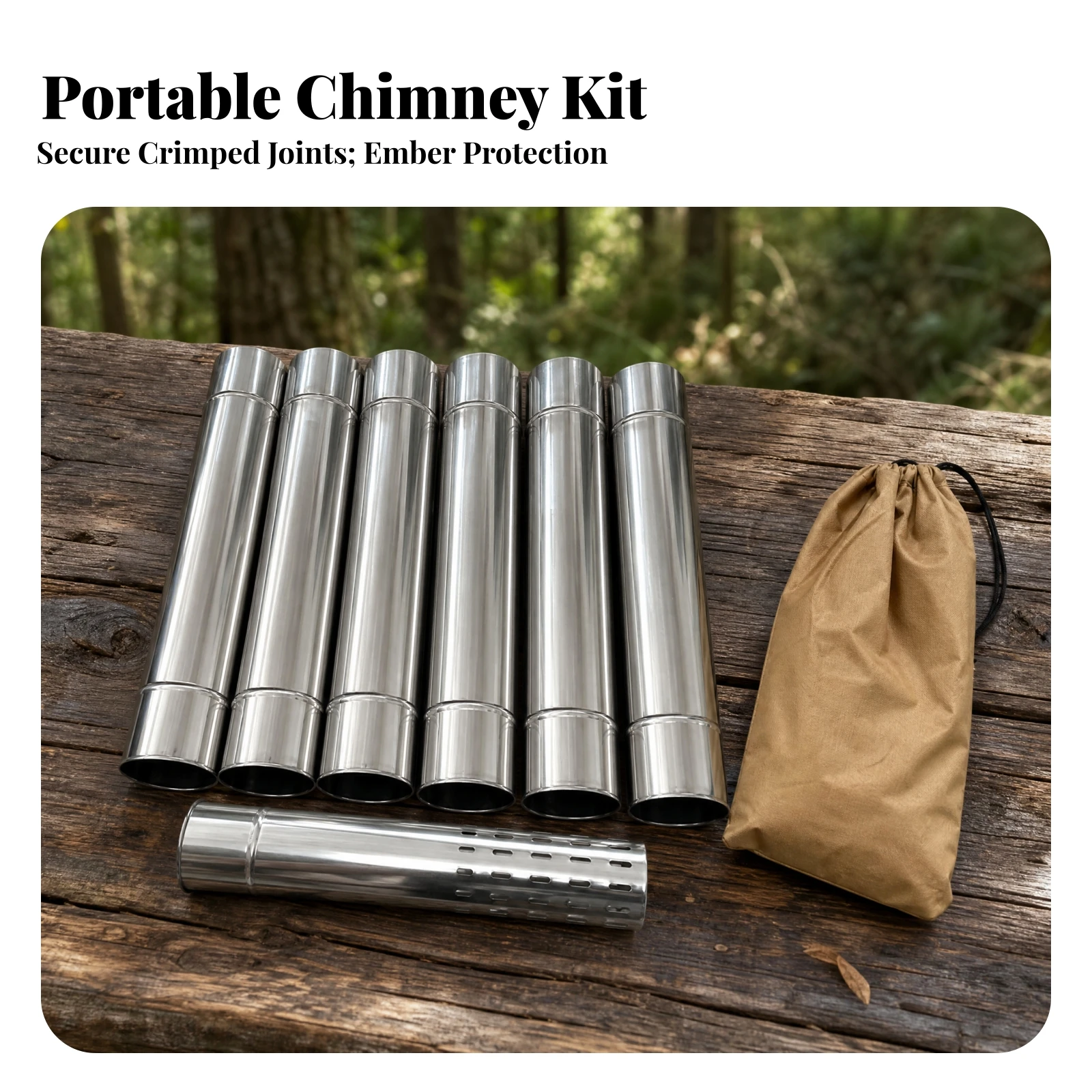 Chimney Pipe Kit with Ember-Arrestor Arrestor Detachable Heater Pipe Set with Storage Bag Hardware Easy to Install for Campers