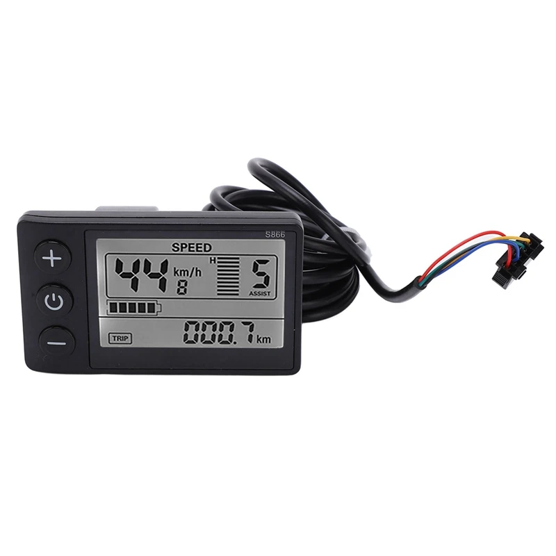 S866 Electric Bike Display LCD Meter 24V 36V 48V Electric Scooter Control Panel With SM Plug Electric Bike LCD Display