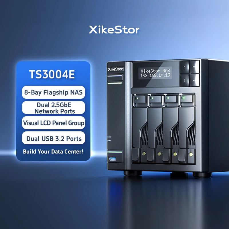 

XikeStor DIY NAS-сервер с 4 отсеками SATA 4x M.2 NVMe SSD 2,5GbE, два порта LAN для хранения для домашнего офиса