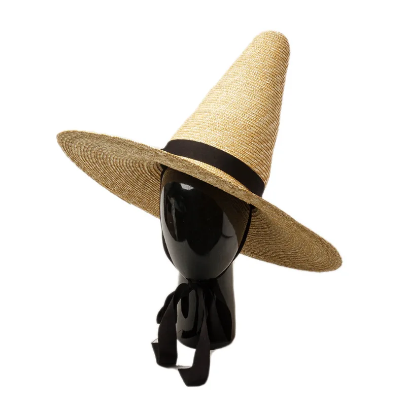 retro-pointed-high-top-straw-sun-hat-with-straps-hand-woven-wizard-witch-cap-fashion-fadora-hat-men-women-halloween-accessory