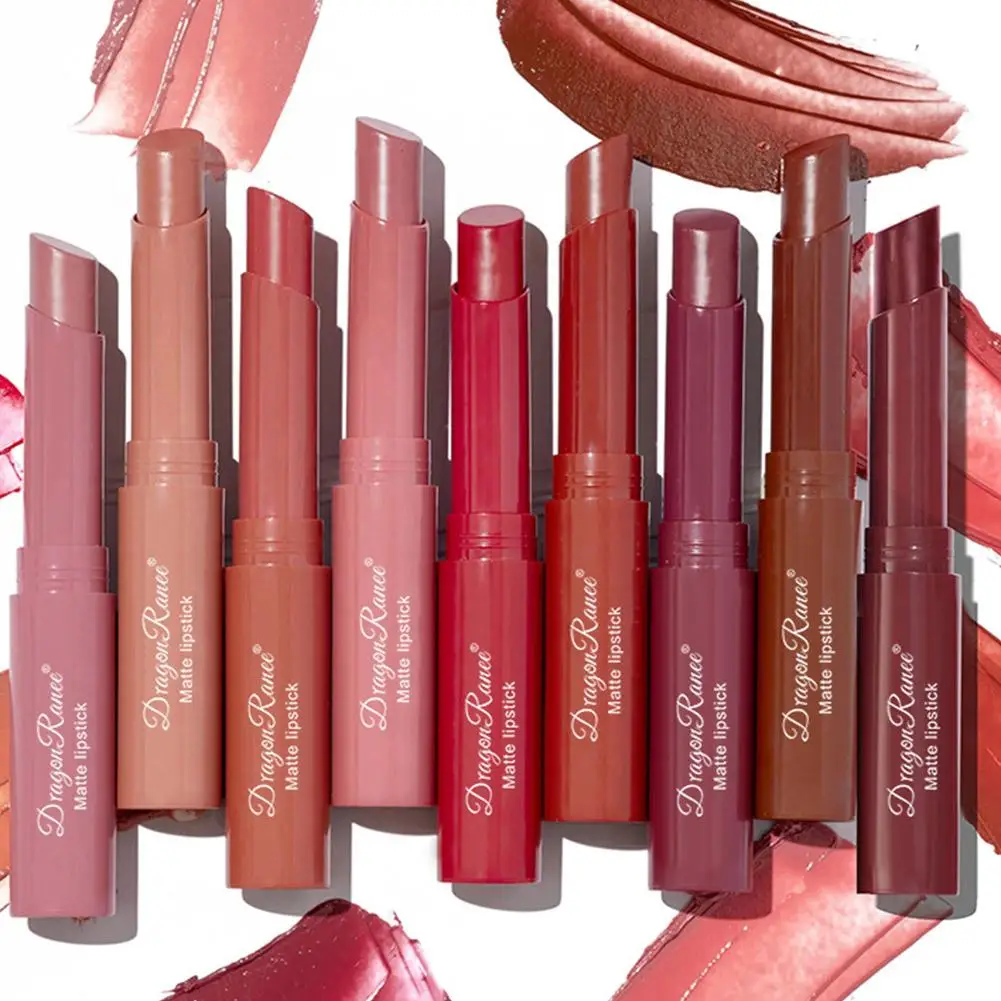 Lápiz labial mate desnudo resistente al agua, barras de labios rosas desnudas que no se decoloran, barras de labios de terciopelo rojo Sexy para mujeres, maquillaje duradero, cosméticos para labios
