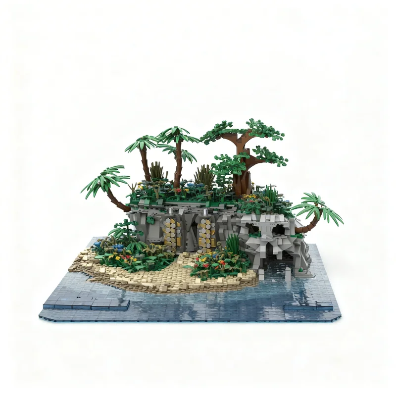 2855PCS MOC Pirate Island Hideout Model Architecture Realistic Construction Buildable Design Brick Display Collection Toy Gift