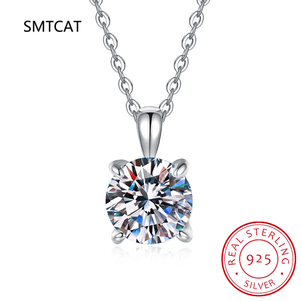 

1ct Moissanite Pandent Necklace s925 Sterling Silver Plated 18k Box Chain Dainty Necklace Choker for Women Fine Jewelry Gift