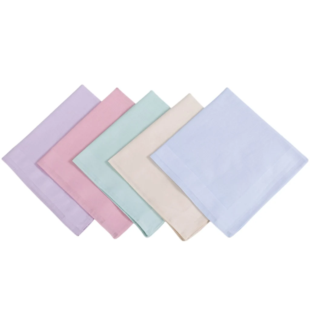 5 Pack of Pure Color Men's Pure Cotton Handkerchiefs, Cotton Yarn-Dyed Plain Handkerchiefs, Tie-Dyed Handkerchiefs, Flap Pocket Pants Scarves, Wedding Supplies