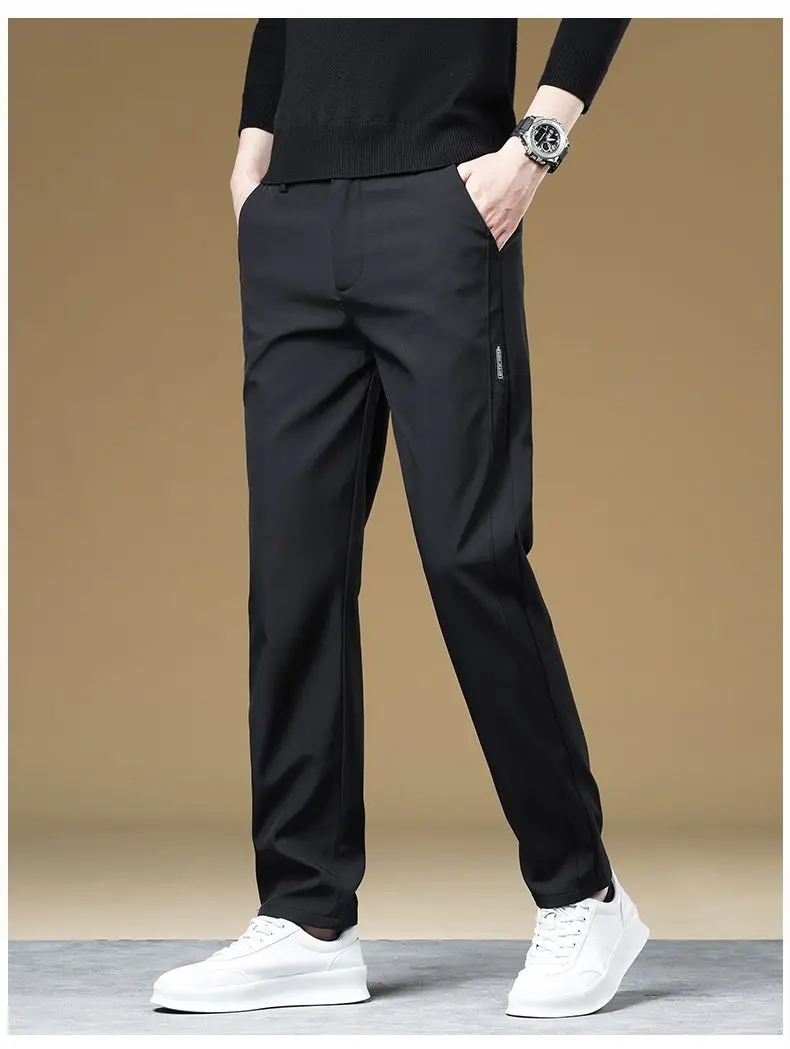 Herren-Herbst-Winter-Hose, dick, warm, Business, gerade geschnitten, lässig, modisch, koreanischer Fleece-Stil, schwarz, grau, Baggy, Y2K-Hose, vielseitig einsetzbar – Detail 30