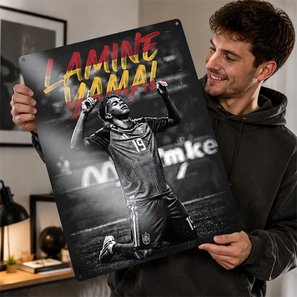 Lamine Yamal Spain Soccer Aluminum Poster Customized Metal Tin Sign Career Champion Style Wall Art For Game Room And Clubhouse