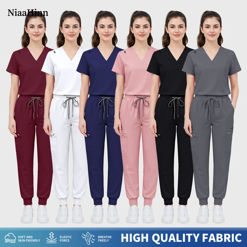 Niaahinn Pet Veterinary Nurse Uniforms Pharmacist Work Clothes Dental Hospital Medical Uniform Fashion Slim Doctor Costume Women
