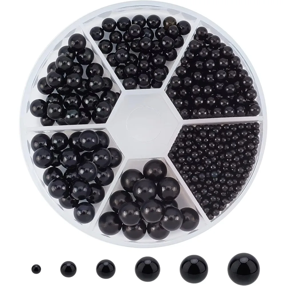 No Holes Pearls 6 Sizes Undrilled Imitated Pearl Beads Black Beads Floating Beads Faux Pearls Loose Beads