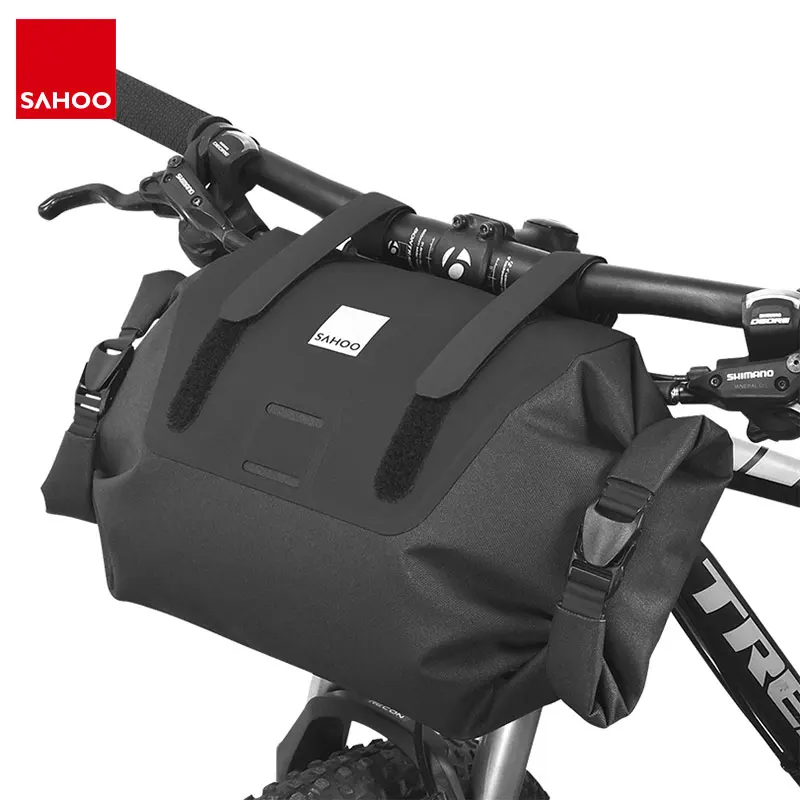 Sahoo Handlebar Bag 7L Big Volume Roll-Top Storage Pouch Rain Proof Bicycle Front Basket Pocket TPU Composite Taped Seaming