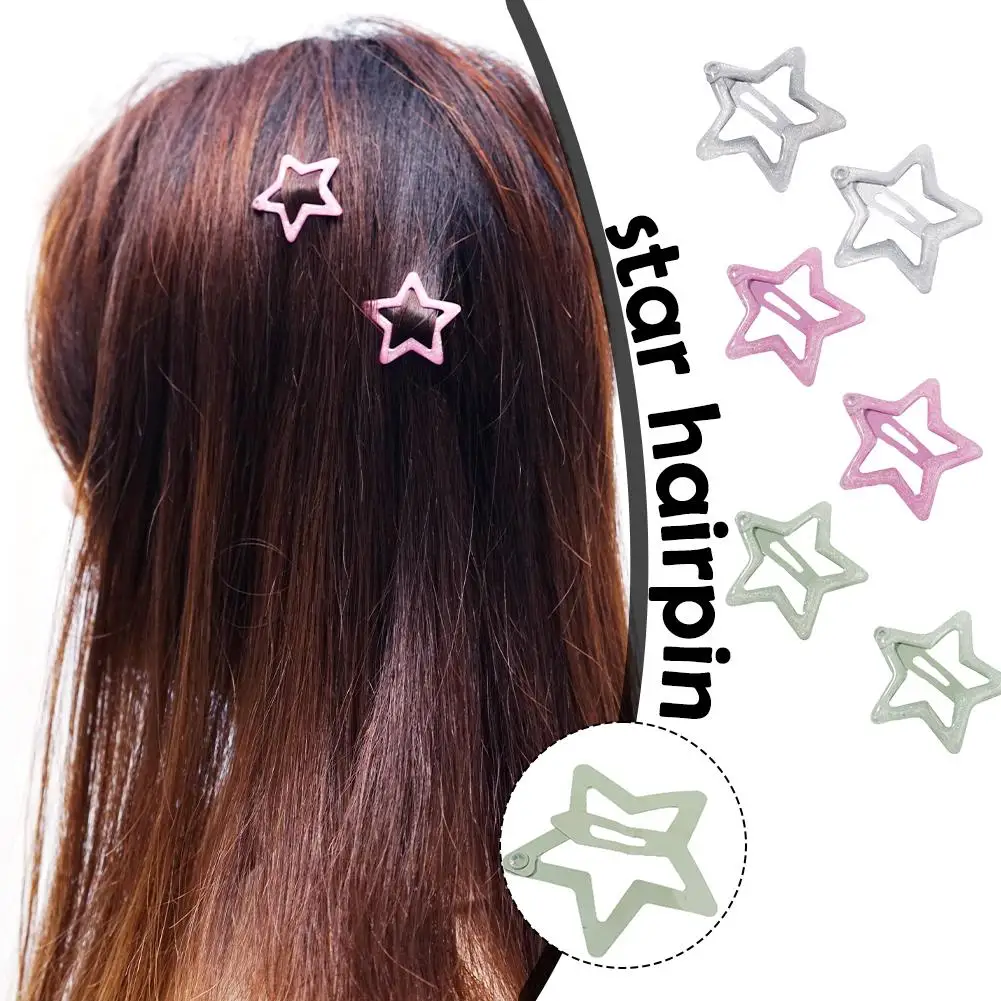 Cute Girl Star Hairpin Sweet Shinny Fine Flash Enamel Accessory Star Headwear Star Fashion Five-pointed Clip BB Side Girl M9X4