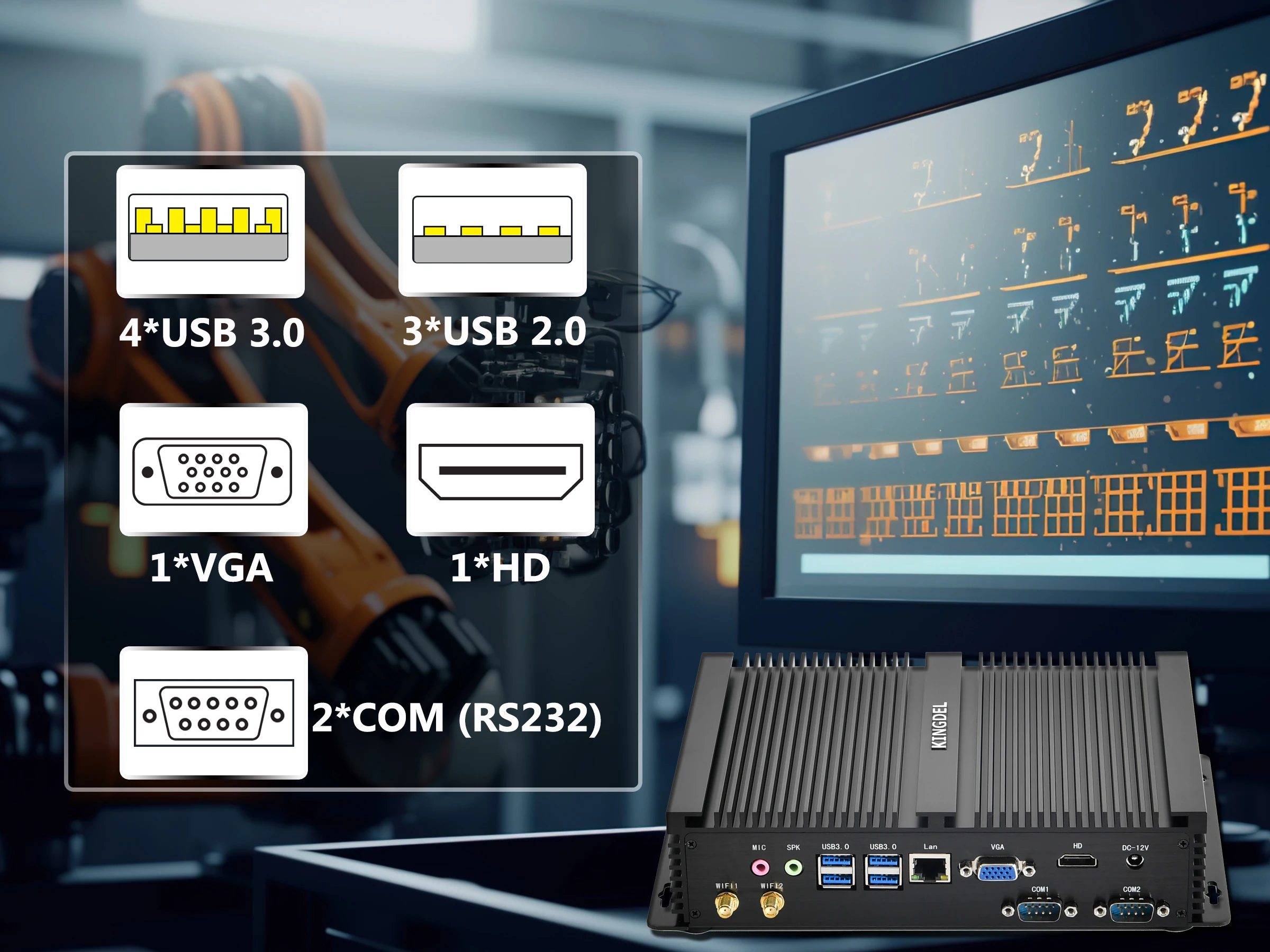 

Fanless Mini Computer i7 8565U 1255U 1260P Industrial Mini PC 2COM RS232 win11 HDMI VGA Dual Display 300M Wifi 4K HD HTPC 1270P