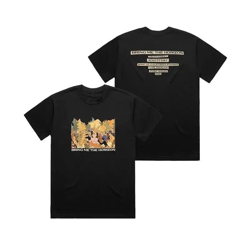 Rock Style T Shirts Y2k Ounk Goth Tops New Bring Me The Horizon - Dark American Men's Women's T-Shirt Casual Loose Tees Unisex