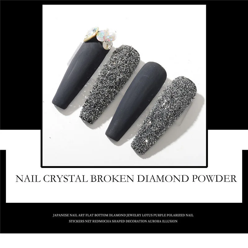 1PC Reflective Crystal Crushed Diamond Powder Micro-Drilled Wool Glitter Nail Jewelry Golden Glass Diamond Crushed Stone Powder*