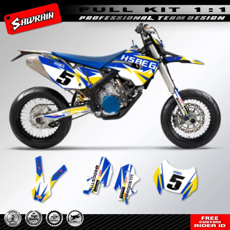 Sawrain Motorcycle Sticker Custom Team Graphics Decals Kit For HUSABERG FE 2009 2010 2011 2012 Blue