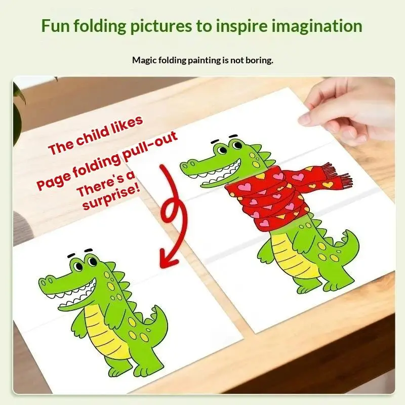 Kids Magic Folding Painting Book Diy Handmade Coloring Drawing Workbook Educational Art Thinking Training For Early Learning To
