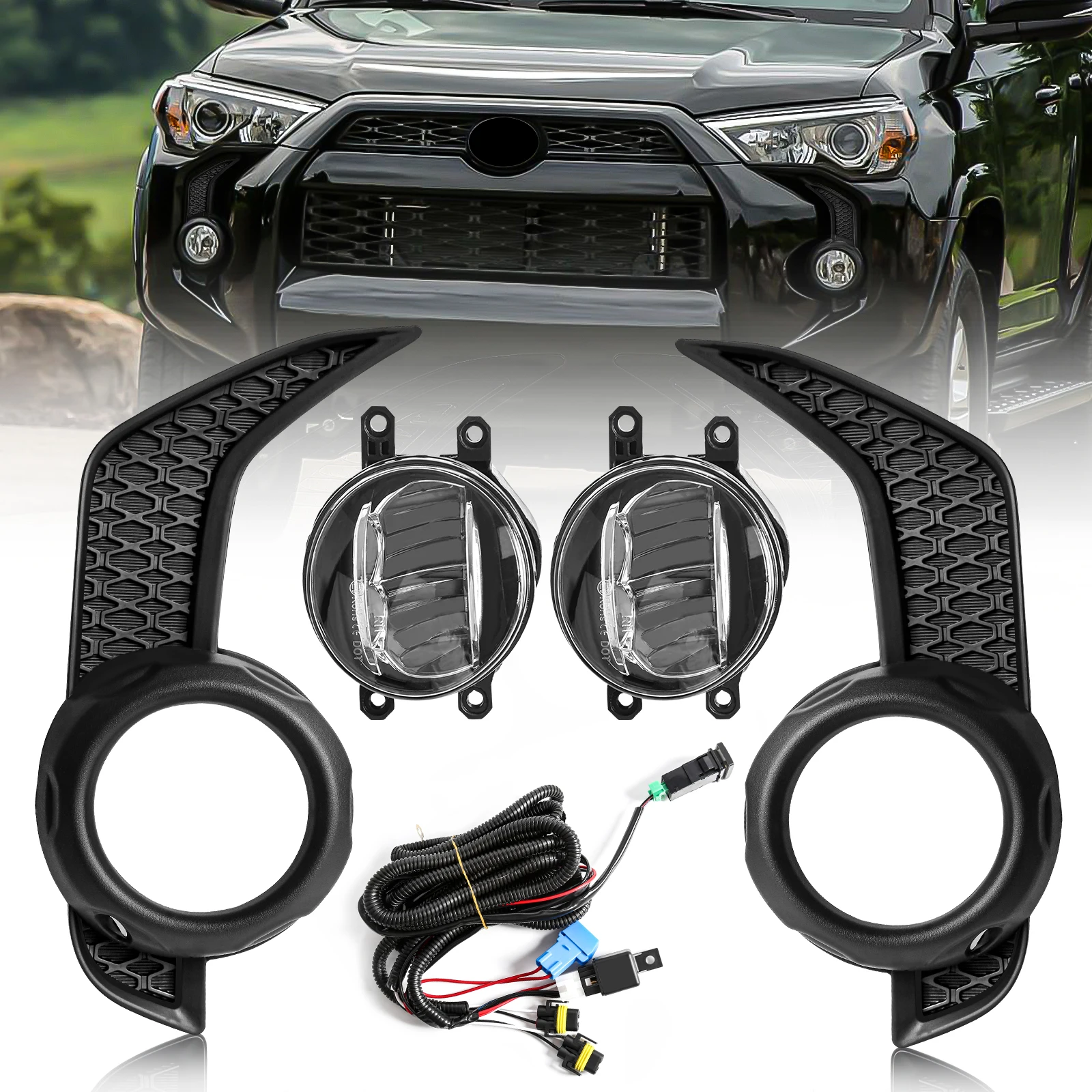 

Car Front Fog Lamp Assembly For Toyota 4 Runner 4Runner 2014 2015 2016 2017 2018 2019 2020 2021 Halogen LED White Yellow 12V