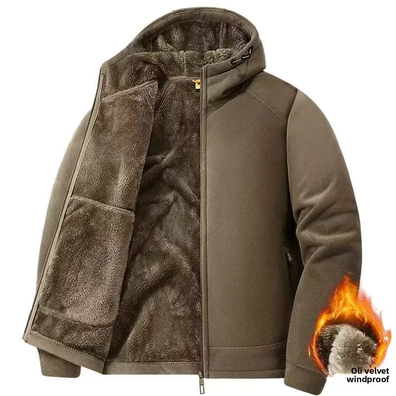 

Polar Fleece Hooded Jacket for Men New 2025 Autumn Winter Outdoor Thicken Warm Parkas Coats Men Hiking Camping Jackets Clothing