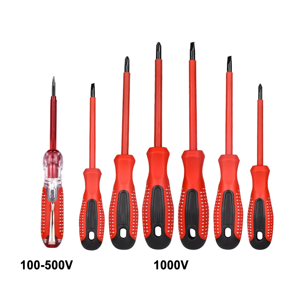 7-Piece 1000V Insulated Screwdriver Set With Test Pencil Screw Driver Bits Kit With Tester Pen Electricians Hand Tools