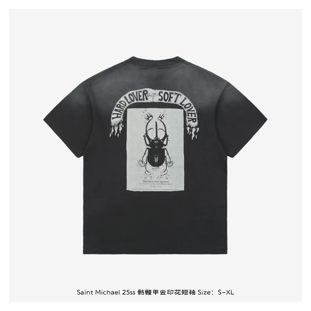 Saint Michael New American Style Creative Print casual men's and  women's loose  short sleeve T-shirt Ropa hombre