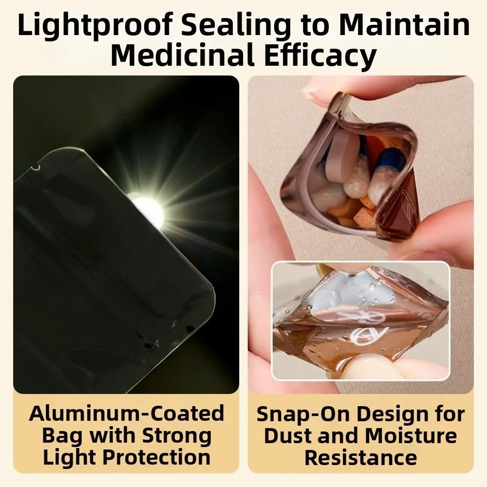 30Pcs Lightproof Medicine Storage Bags Moisture Proof Sealed Pill Organizer Pouch Portable Label Sticker Tablet Packet