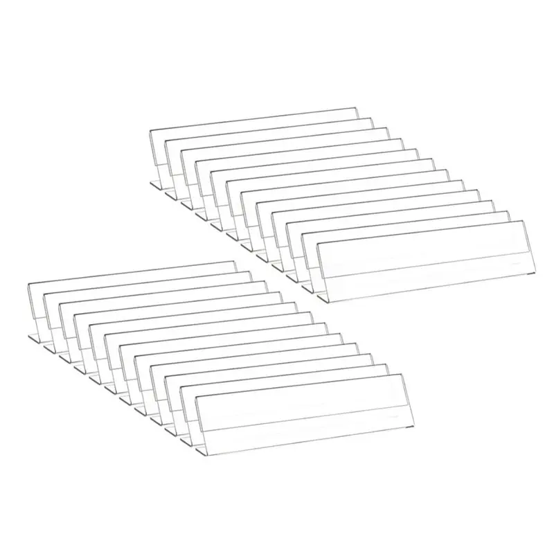 ABRU-Acrylic For Desk Name Plates 24 Pcs 2 X 8 Inches Clear Slant Back Sign Holder Stand License Label Plate Holders For School