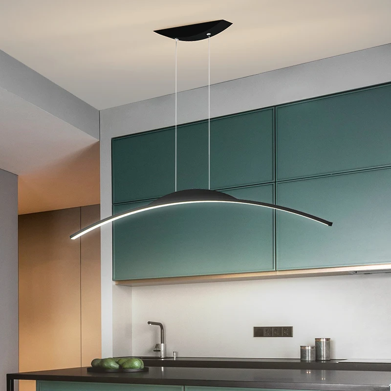 Nordic Led Restaurant Pendant Lights Minimalist One Word Study Room Dining Table Bar Deco Maison Lamp Office Long Chandelier