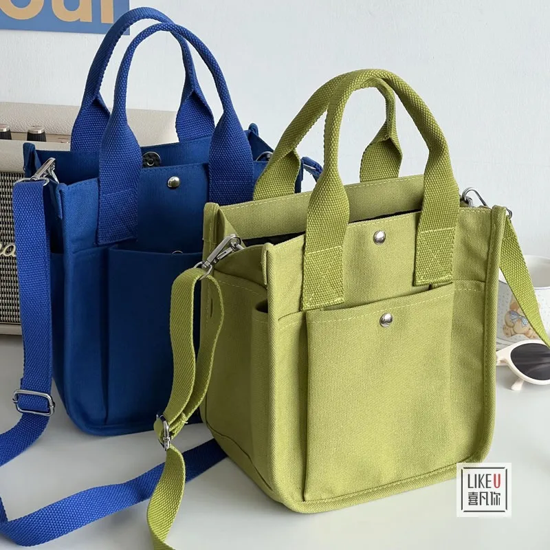 Bolsos cruzados de lona para mujer, bolso de mano informal de Color sólido, bolso de hombro de diseñador de marca, bolso de hombro simple para niña