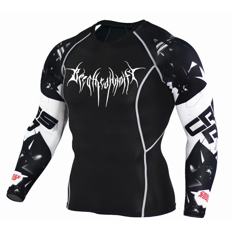 Compression Rashgarda MMA Long Sleeves Shirt Men Running T-shirt Gym Workout Sweat Sports Top Bodybuilding T-Shirt Track suit