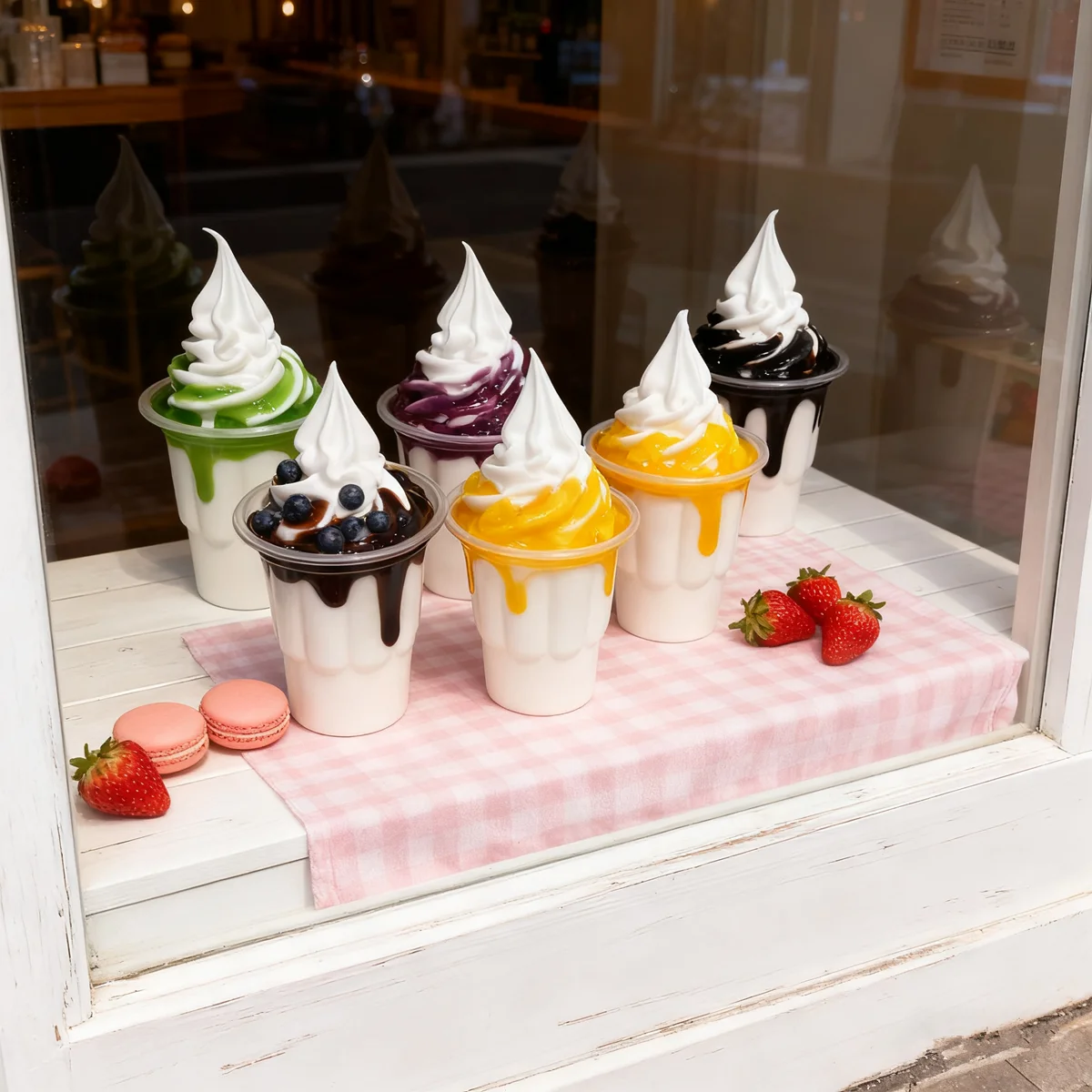 14 سنتيمتر بولي يوريثان واقعية مثلجات الآيس كريم وهمية بارفيه مع المربى تسلق الحلوى عرض للتصوير ديكور حفلات متجر نافذة الدعامة