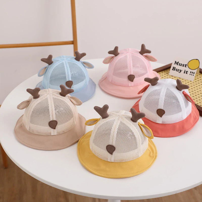 

Baby Mesh Basin Cap 3-18M Boy Girl Infant Summer Sun Hat Cute Cartoon Hollow Breathable Fisherman Caps Children Sunscreen Visors