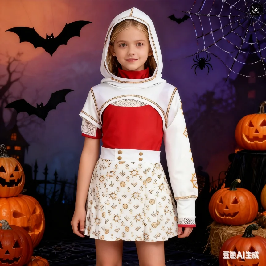 

Halloween Costume Girl Movie Zombies Cheerleader Cosplay Costume Top+Skirt+Hoodies Uniform Elementary Student Girl Clothes